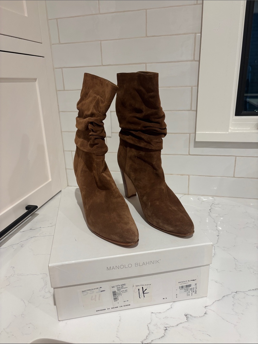 Manolo Blahnik Brown Suede Slouch Boots